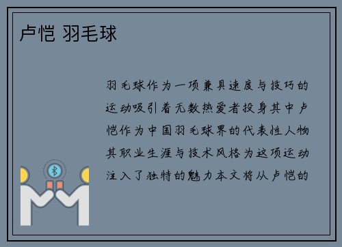 卢恺 羽毛球